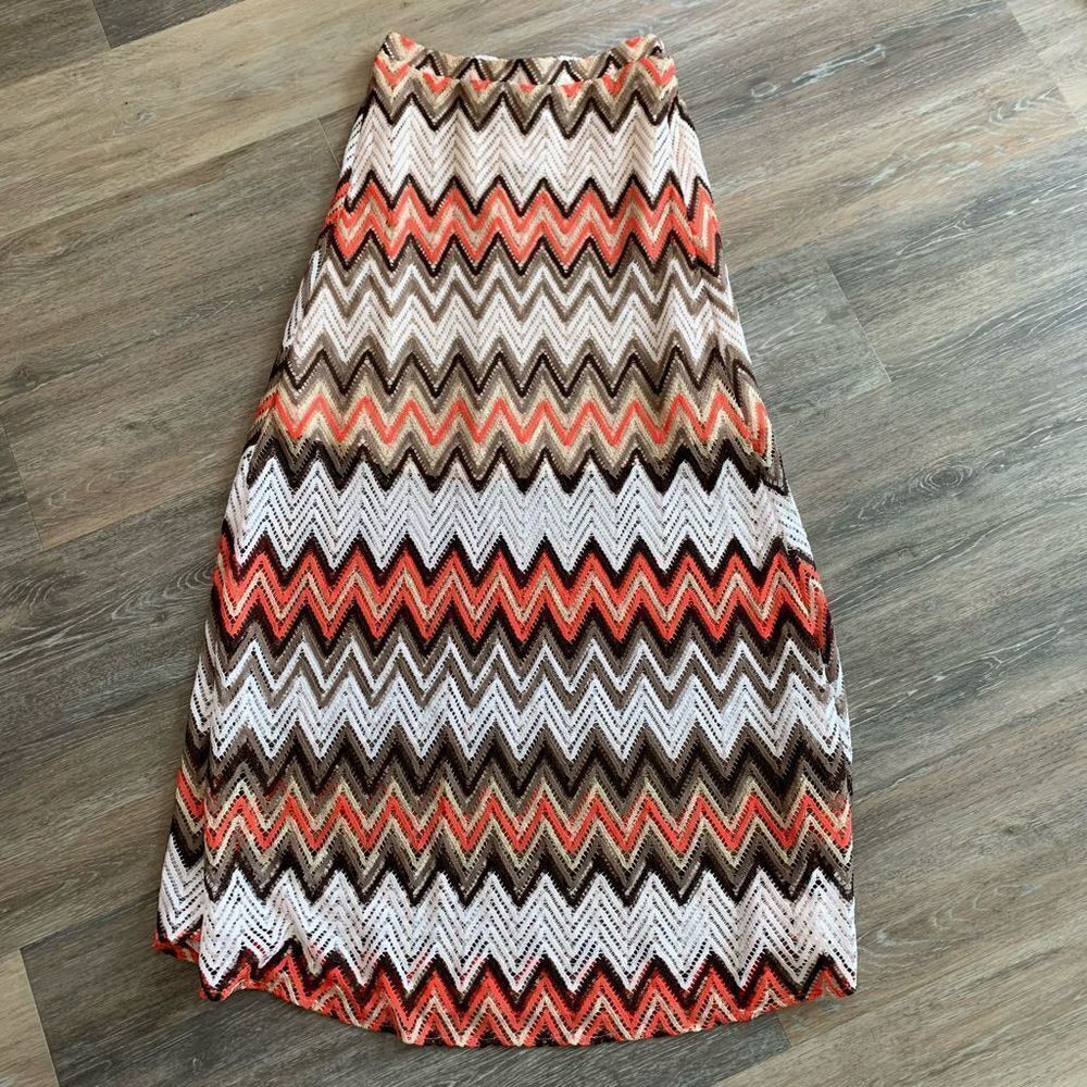 Papaya maxi skirt open knit partially lined size small